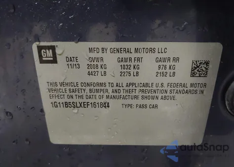 2014 Chevrolet Malibu 1Ls z USA, uszkodzony, nr VIN 1G11B5SLXEF161844